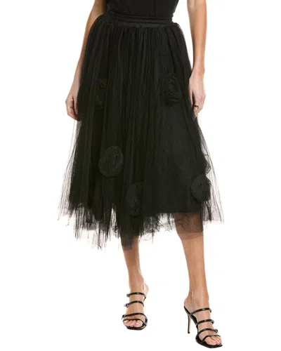 Gracia Floral Detail Mesh Skirt In Black