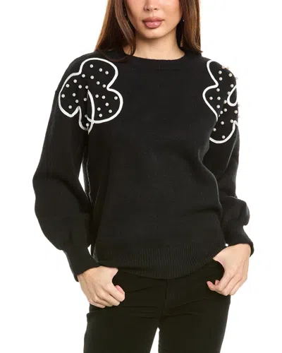 Gracia Floral Embroidered Sweater In Black