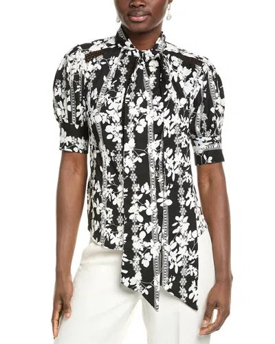Gracia Floral Embroidered Top In Black