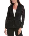 Gracia Floral Lace Layover Blazer In Black