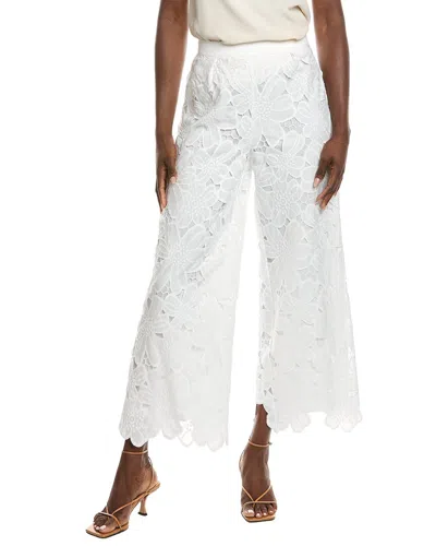 Gracia Floral Lace Wide Leg Pant In White