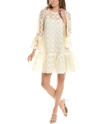 Gracia Floral Pattern Sheer Mini Dress In White