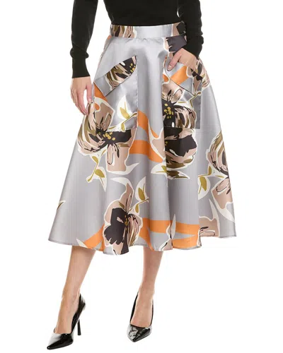 Gracia Floral Print A-line Midi Skirt In Animal Print