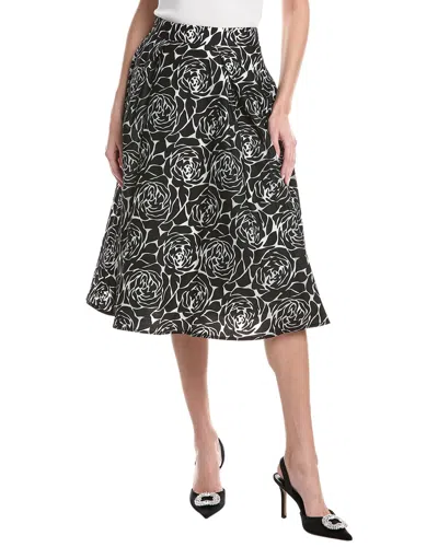 Gracia Floral Print Burnout Wide Skirt In Black