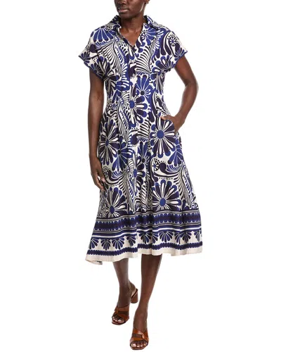 Gracia Floral Print Collared Midi Dress In Multi