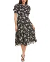 GRACIA GRACIA FLORAL PRINT FLOUNCE MIDI DRESS