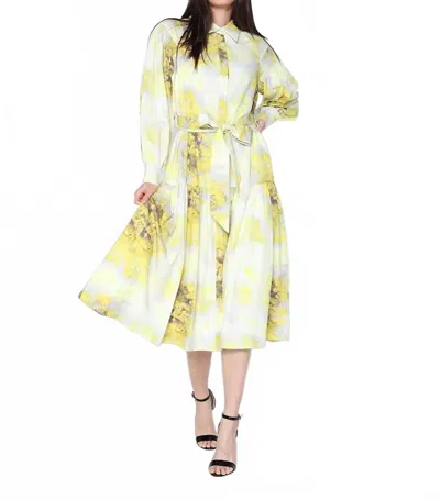 Gracia Floral Print Midi Dress In Yellow