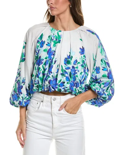 Gracia Floral Print Pleated Top In Multi