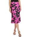 Gracia Floral Print Satin Fishtail Midi Skirt In Multi