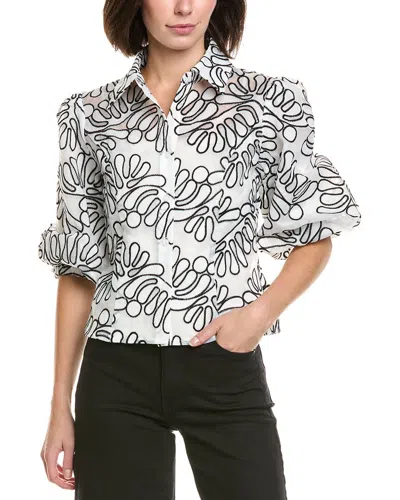 Gracia Floral Print Sheer Top In Neutral