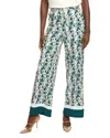 Gracia Floral Print Wide Leg Pant In Green