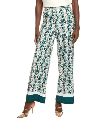 Gracia Floral Print Wide Leg Pant In Green