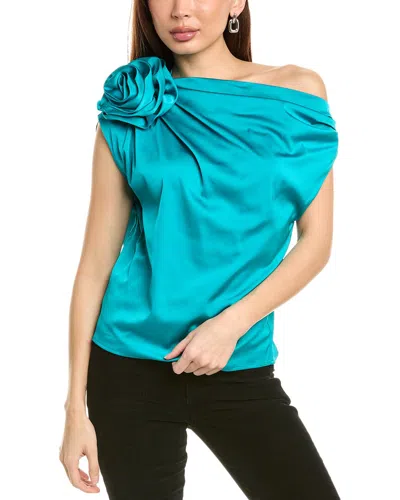 Gracia Floral Shoulder Top In Green