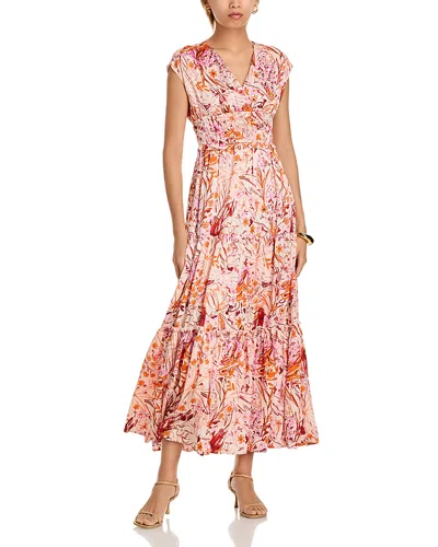 Gracia Floral V Neck Maxi Dress In Orange