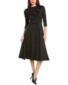 Gracia Flower Applique A-line Midi Dress In Black