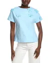 Gracia Flower Applique Solid Color T-shirt In Multi