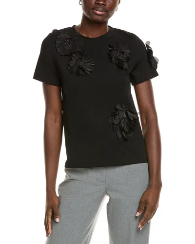 Gracia Flower Applique T-shirt In Black
