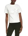 Gracia Flower Applique T-shirt In White