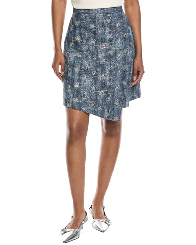 Gracia Flower Embroidered Mini Denim Skirt In Blue