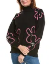 Gracia Flower Embroidered Mock Neck Sweater In Black