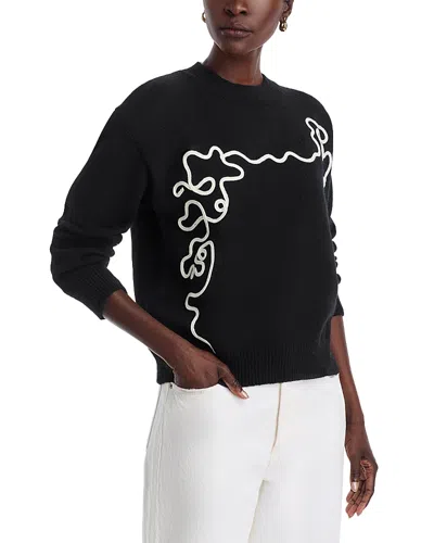 Gracia Flower Embroidered Sweater In Black