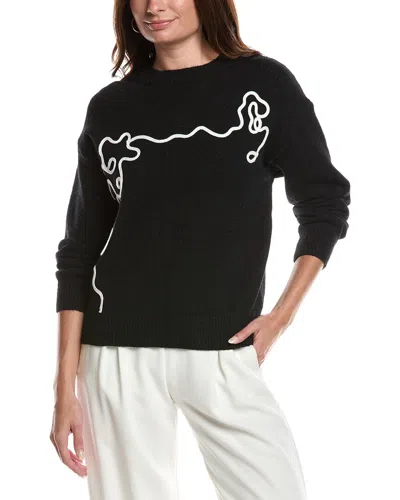 Gracia Flower Pattern Embroidered Sweater In Black
