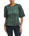 Gracia Flower Pattern Peplum Style Top In Green