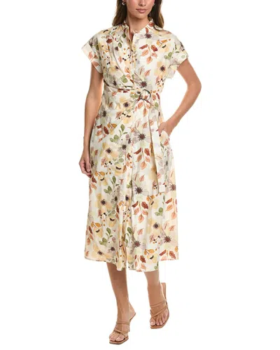 Gracia Flower Print Cross Body Dress In Neutral