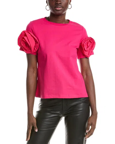 Gracia Flower Sleeve T-shirt In Pink