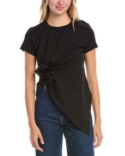 Gracia Flower Top In Black