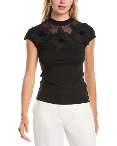 Gracia Flower Top In Black