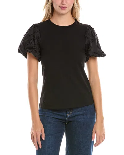 Gracia Flower Top In Black