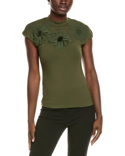 Gracia Flower Top In Green