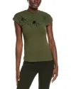 Gracia Flower Top In Green