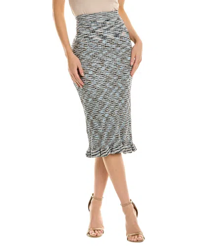 Gracia Frilled Hem Midi Skirt In Blue