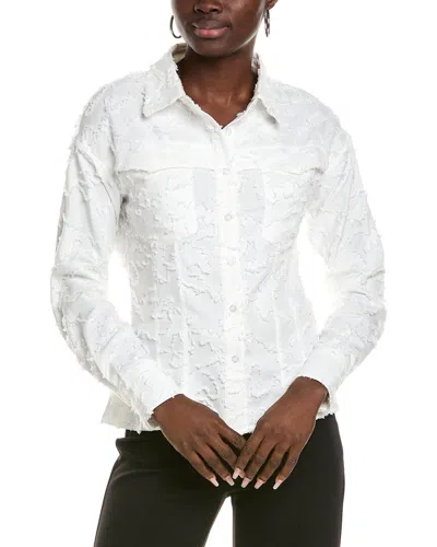 Gracia Fringe Pattern Shirt In White