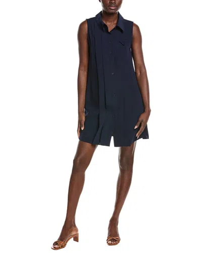 Gracia Front Button Sleeveless Mini Dress In Black