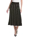 Gracia Front Knitted Flared Skirt In Black