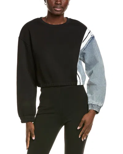 GRACIA GARNISHED DENIM TRACKSUIT SWEATSHIRT