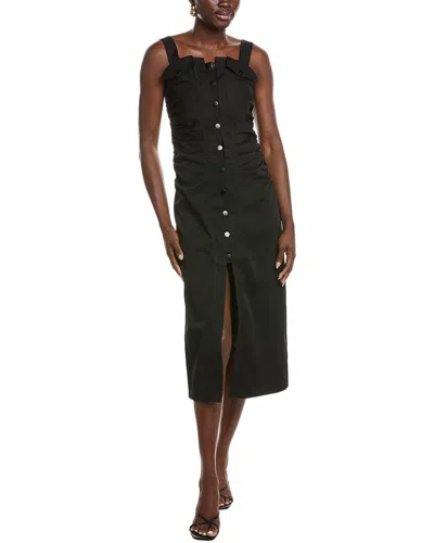 Gracia Gathered Midi Dress In Black