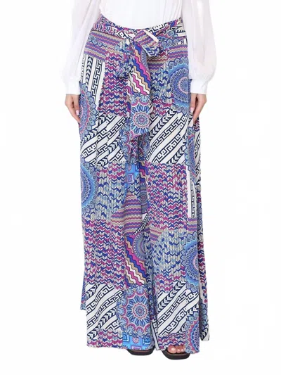 Gracia Geometric Palazzo Pants In Blue In Multi