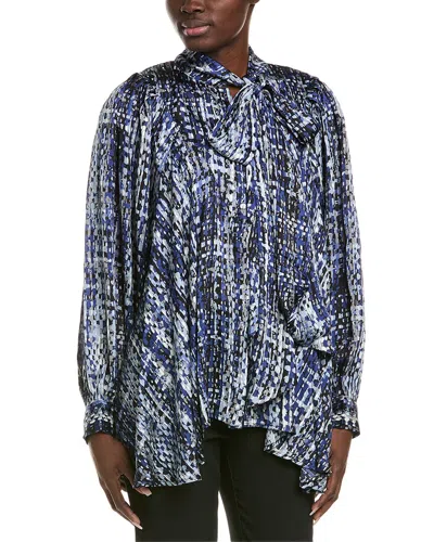 Gracia Geometric Print Satin Tie-neck Loose Fit Blouse In Multi
