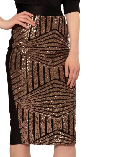 Gracia Glimerring Skirt In Black Gold In Brown
