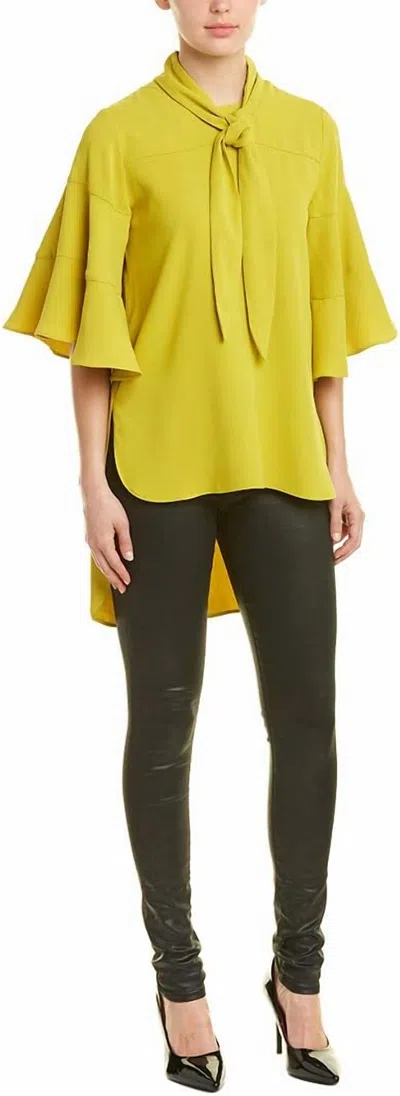 Gracia Half Sleeves Tie Top In Mustard In Yellow