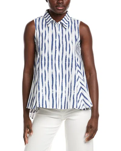 Gracia High Low Sleeveless Printed Top In White