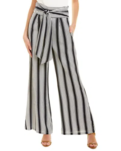 GRACIA GRACIA HIGH WAIST PENCIL STRIPE WIDE PANT