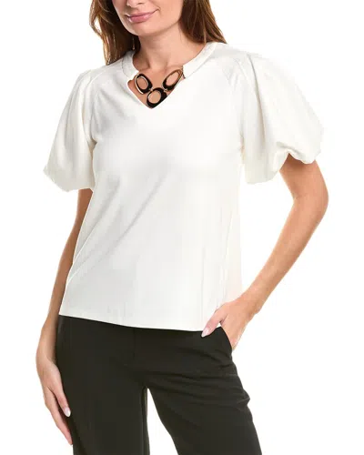 Gracia Jewelry Embellished Top In White
