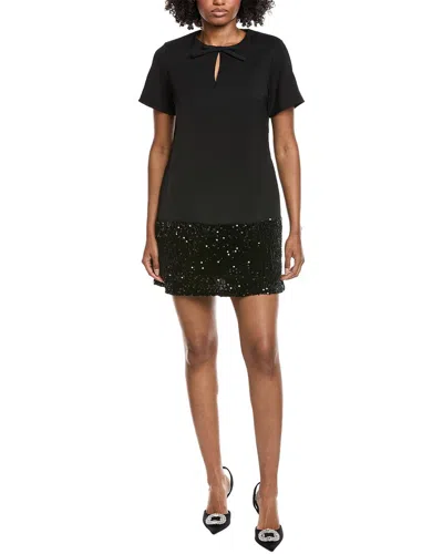 Gracia Keyhole Neck Bow Tie Sequin Embellished Dress In Animal Print