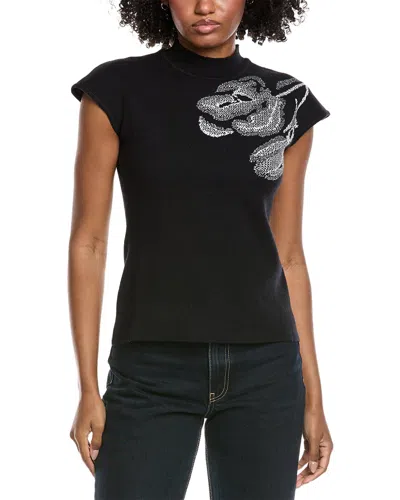 Gracia Knitted Mock Neck Sleeveless Top In Black