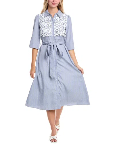 Gracia Lace Bib Shirtdress In Blue